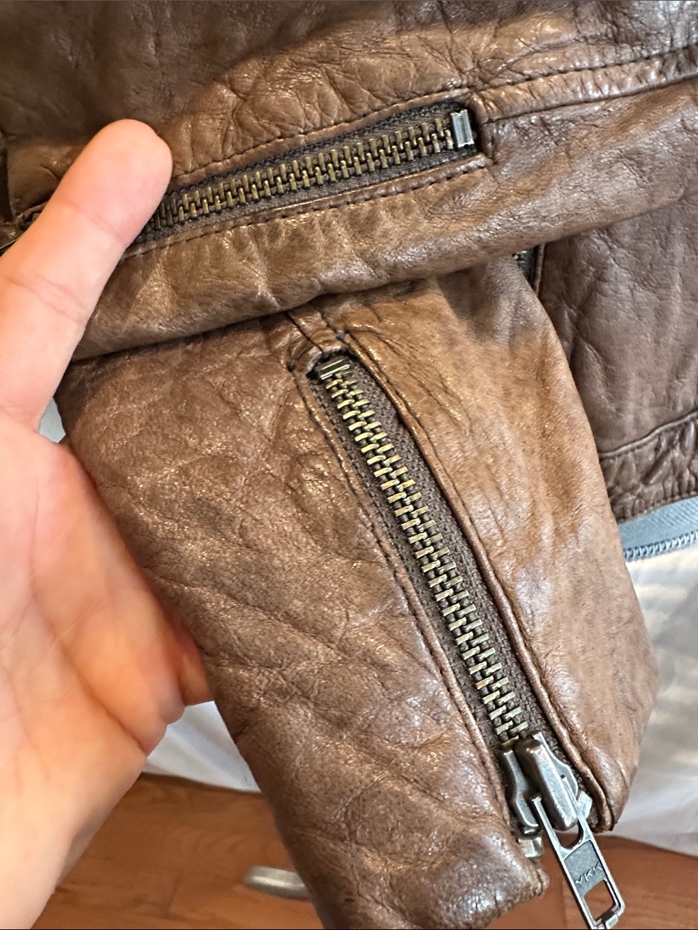 Brown Women's Leather Moto Jacket - Picture 9 of 16
